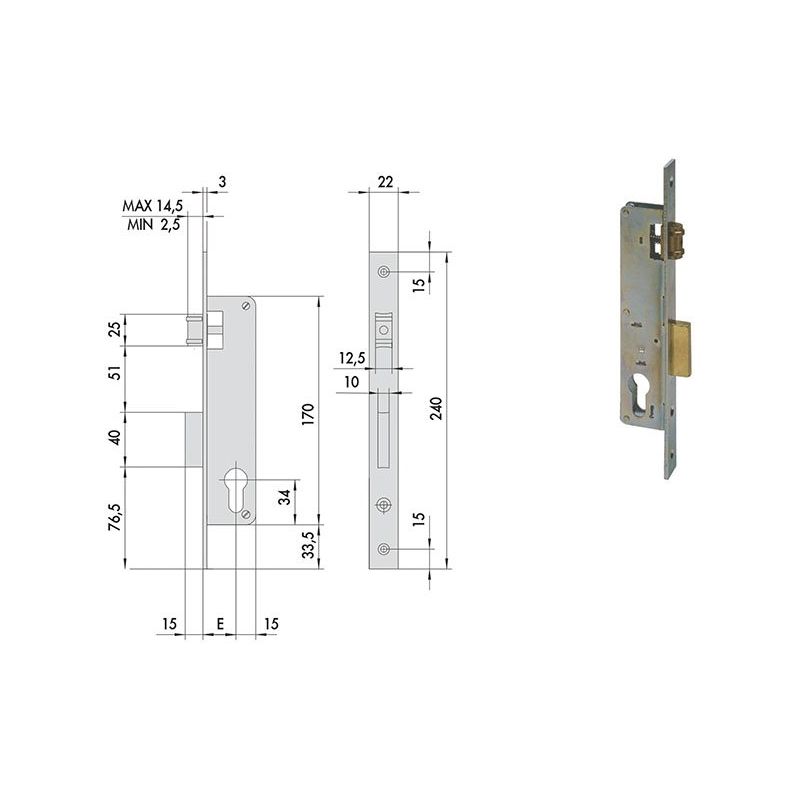 Cisa 44670 mortise lock for upright