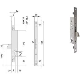 Cisa 46220 mortise lock for tilting deadbolt upright