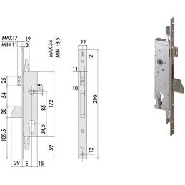 Cisa 46225 mortise lock for tilting deadbolt upright