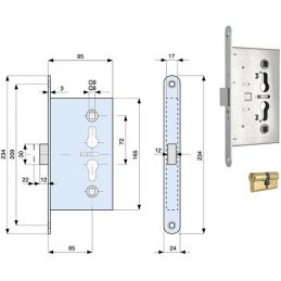 Iseo 216120654 scrocco piÙ catenaccio per porte tagliafuoco e 65 quadro 9  ambidestra MALFATTI&TACCHINI GROUP