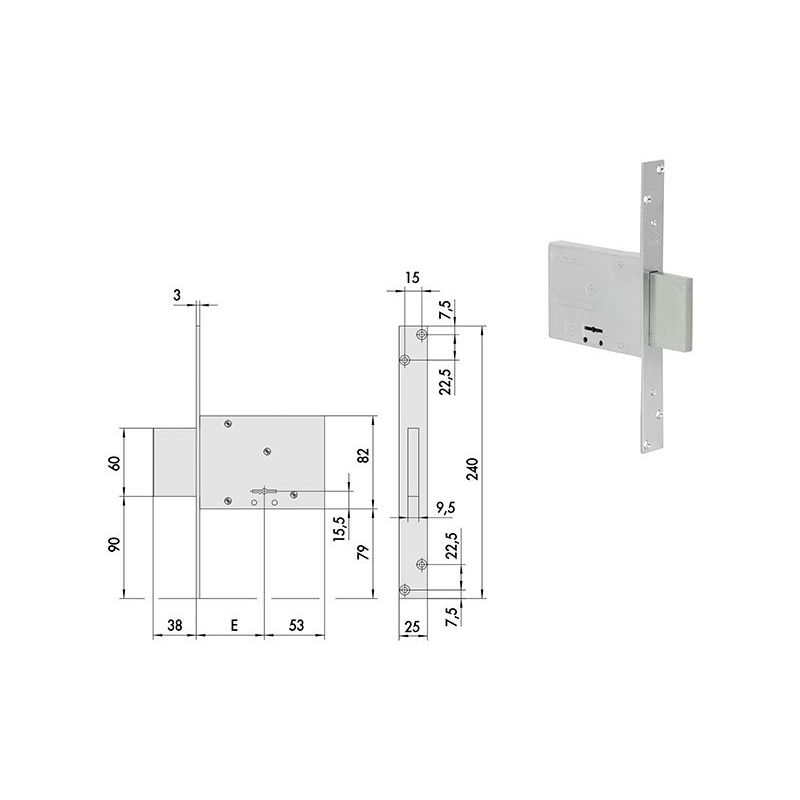 Serratura Cisa 57013 infilare doppia mappa