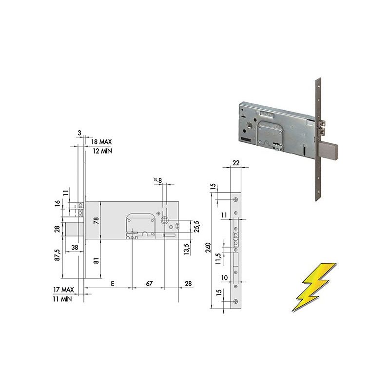 Cisa 17352 electric lock threading double map by band