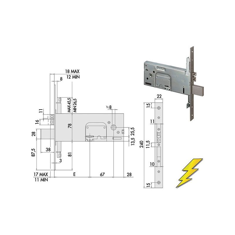 Cisa 17357 electric lock threading double map by band