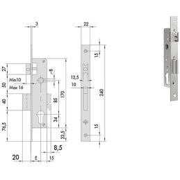 Cisa 44665 mortise lock for upright