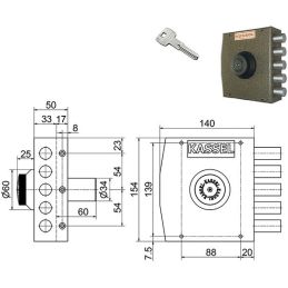 Lateral lock KASSEL 2101CP / 2102CP security key