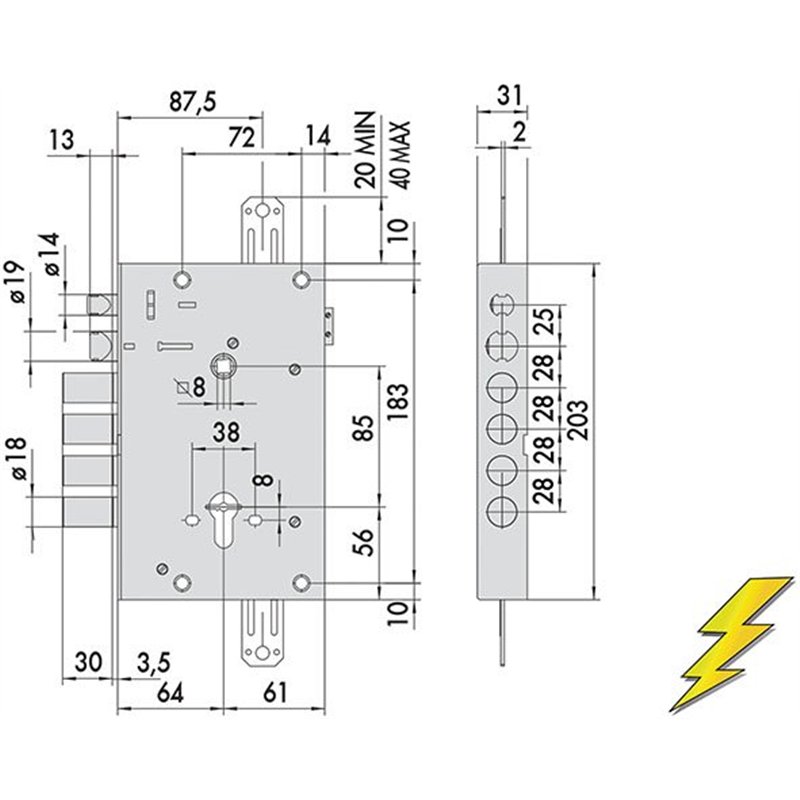 Cisa 15515.28B electric lock for security door
