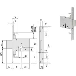 Cisa mortise lock 56016 for band h 82 per euro cylinder