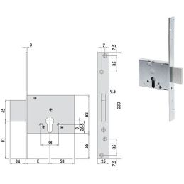 Cisa mortise lock 56013 for band h 82 per euro cylinder