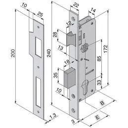 Serratura infilare porte legno WELKA 015 mandata e scrocco
