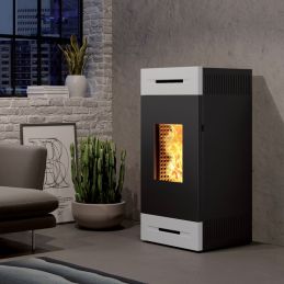 Self-cleaning pellet heating stove Caminetti Montegrappa TILE