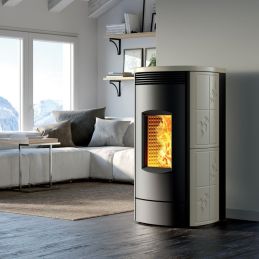 Self-cleaning pellet heating stove Caminetti Montegrappa ALPINA