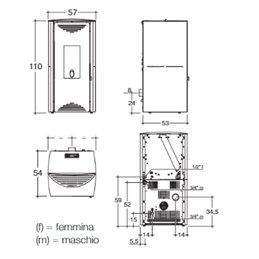 Thermo pellet stove Caminetti Montegrappa TUGA E 18 Kw