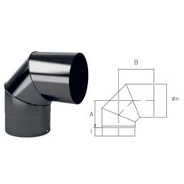 90° bend DWC9 in black enamelled steel DESIGN WOOD for wood stoves