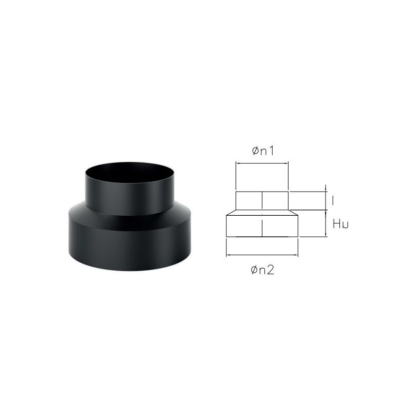 DWRCR REDUCTION fitting in black enamelled steel DESIGN WOOD for wood stoves