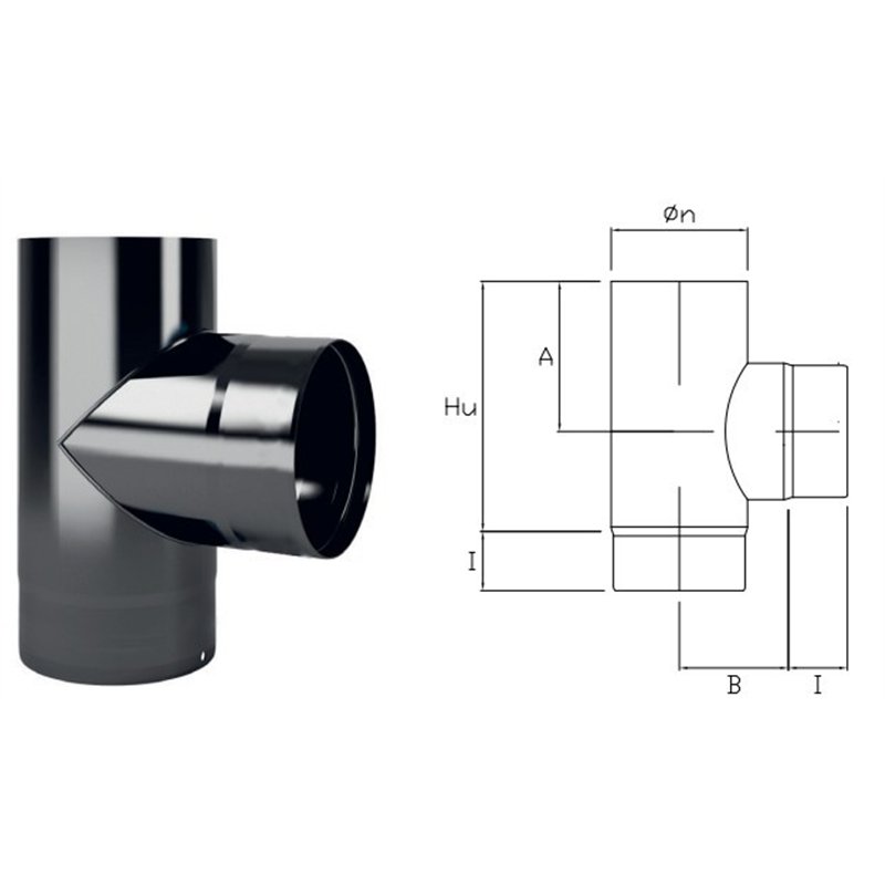 Raccordo a T 90° DWT9 in Acciaio smaltato nero DESIGN WOOD per
