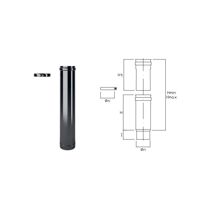 DTET telescopic tube in black enamelled steel DESIGN TECH for