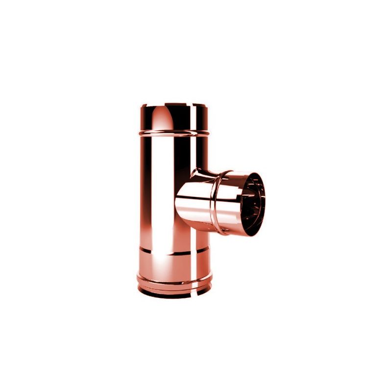 Tee 90 ° reduced single wall 100mm R1T9100M ISO10 COPPER Double wall flue