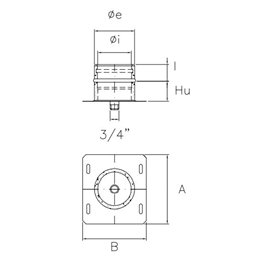 Base plate with central drain R1PPC ISO10 COPPER Double wall