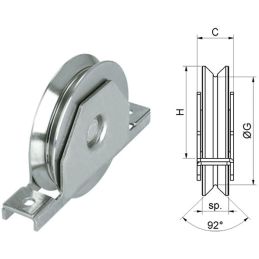 Ruota per cancello gola tonda con supporto due cuscinetti Mod.338