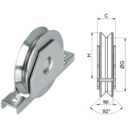 Wheel for Y-groove gates with support