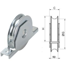 Wheel for round groove gates with COMBI 425 support