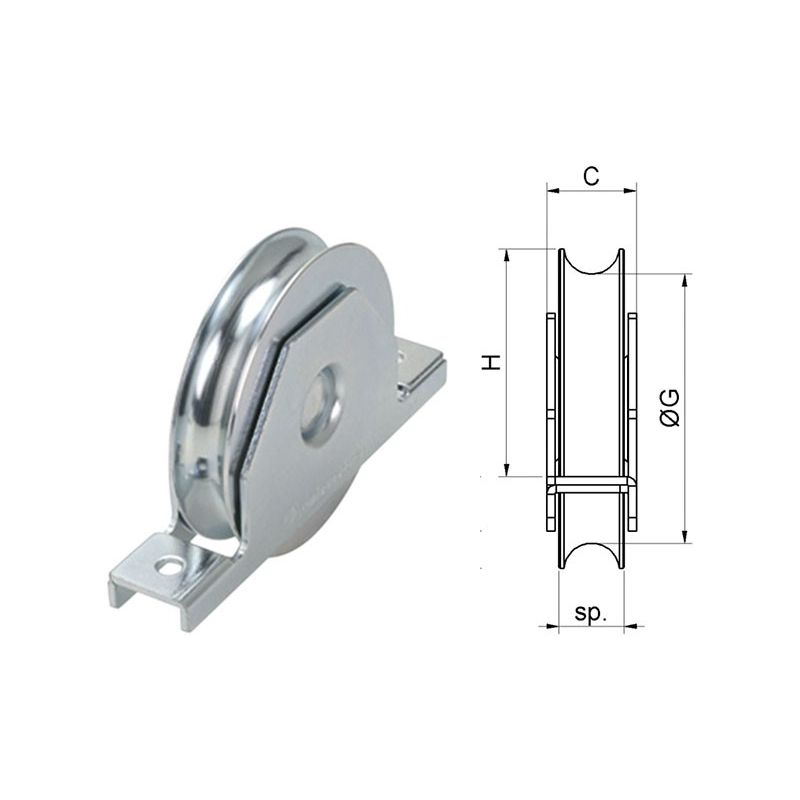 Wheel for round groove gates with COMBI 425 support
