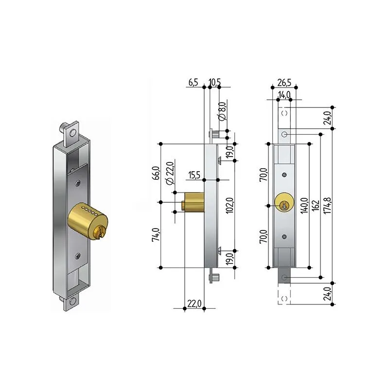 Serratura per cancelletto estensibile PREFER 6602