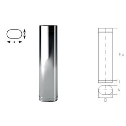 0.25 meter pipe OT1 Oval Inox Aisi316 Single wall Oval flue