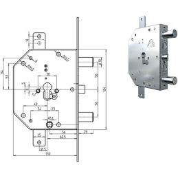 Lock CR 2155 PE GEAR / 56 for euro cylinder security door