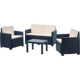 Garden set table and sofa and 2 chairs in polyrattan - ARENA