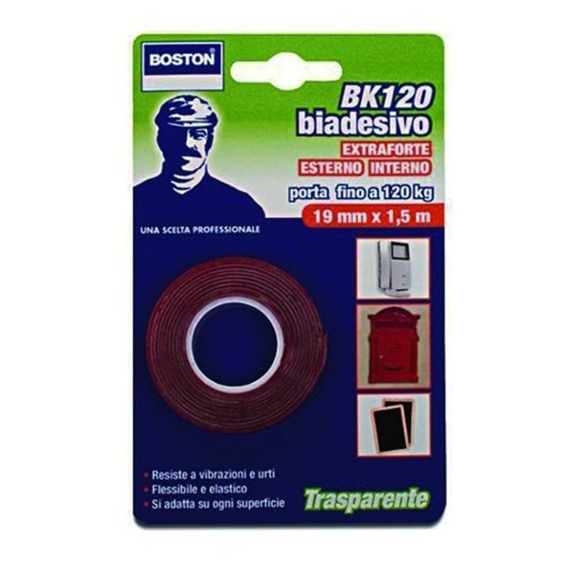 Nastro biadesivo 19x1.5mt BOSTON trasparente