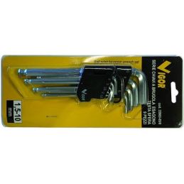 Set of hexagonal male allen wrenches 9 pcs 1.5-10