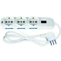 Ciabatta multipresa elettrica 9 posti bipasso+Schuko spina 16A