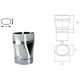Round to oval fitting Oval Inox Aisi316 Single wall flue Oval