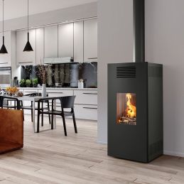 Wood-burning heating stove IDRO Caminetti Montegrappa NOIR MLW22V 5 STARS