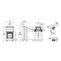 Caminetto a legna Montegrappa LIGHT 01 74x61 12Kw