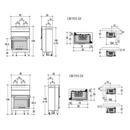 Corner fireplace Montegrappa CM P05 92x55.5 11 kW