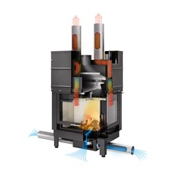 Caminetto a legna angolare Montegrappa CM P05 N 92x55,5 11 kW 5
