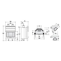 Caminetto a legna frontale MB MEGAFIRE 109x67 13,5 kW