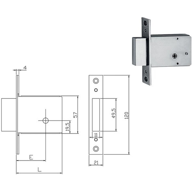 Band mortice lock FIAM-ISEO 15010040 pin key