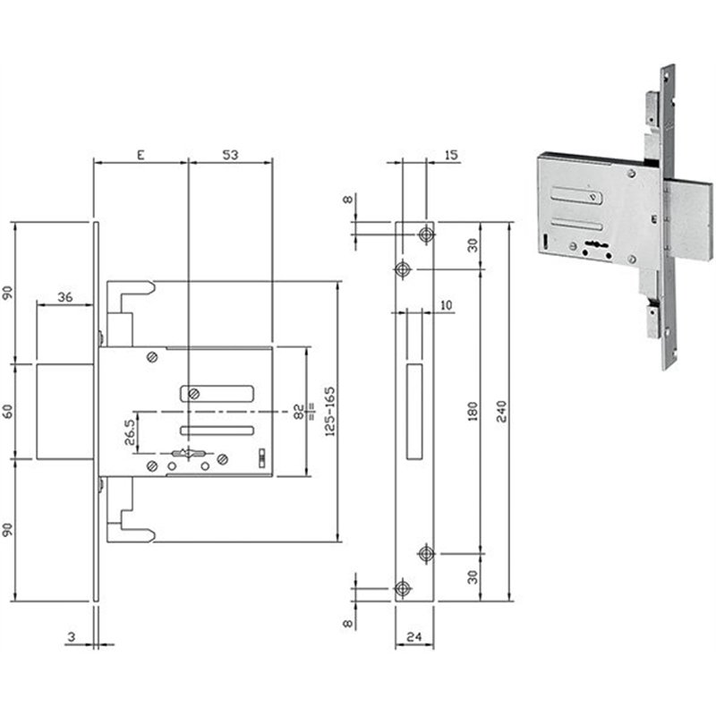 ISEO 663604N triple bit railing lock