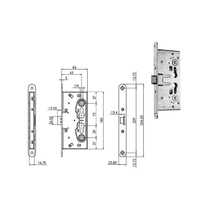 Mortise lock for ISEO PANIC EXIT 214110654