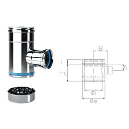 Raccordo a T 90° ridotto Ø80 con tappo CXTRT COAXIAL Inox Canna