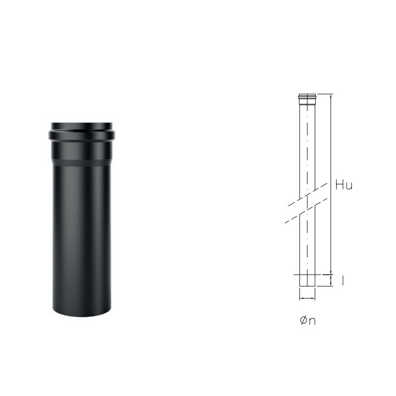 2.0 meter pipe NVT20 VIDUE HT01 Matt black steel for pellet