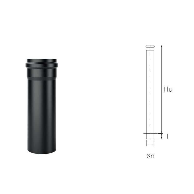 1.0 meter pipe NVT1 VIDUE Matt black HT01 steel for pellet