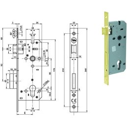 YALE 52X mortise lock for wooden doors prepared for European