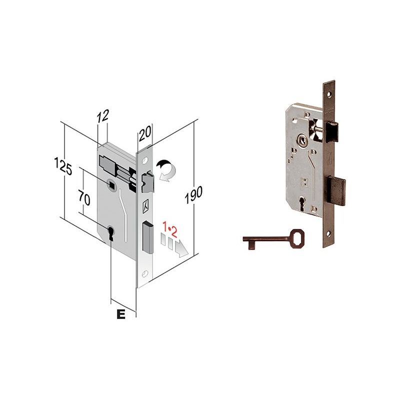 Lock for internal doors BONAITI PATENT Q.8x70mm