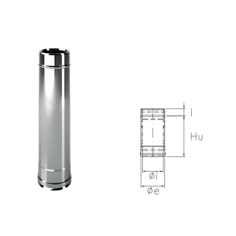0.33 meter pipe I1T3 ISO10 INOX Double wall flue