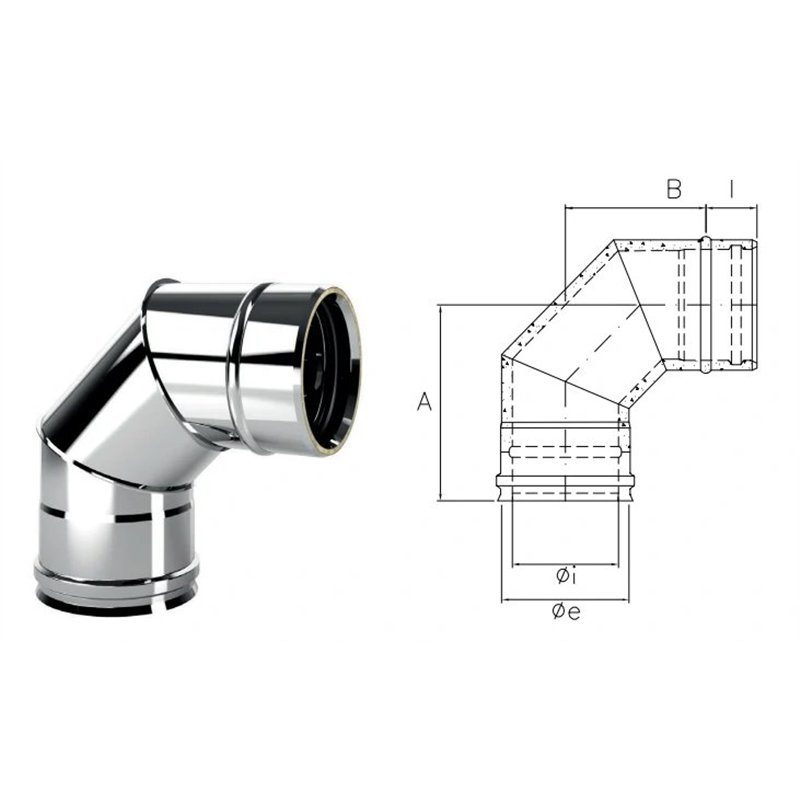 90° bend I1C9 ISO10 INOX Double wall flue