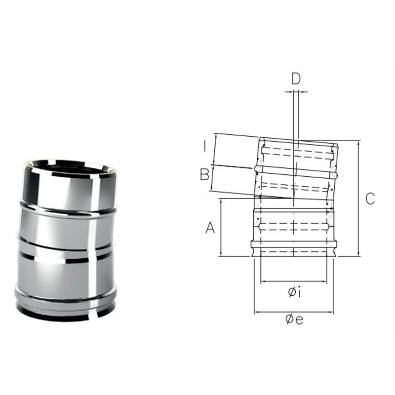 5° bend I1C05 ISO10 INOX Double wall flue